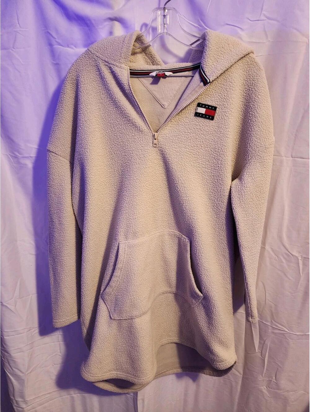 Cream Tommy Hilfiger fleece hoodie dress. Size Womens Medium. In good condition.